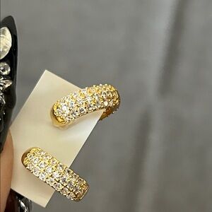 Gold and Silver Rhinestone Hoop Earrings